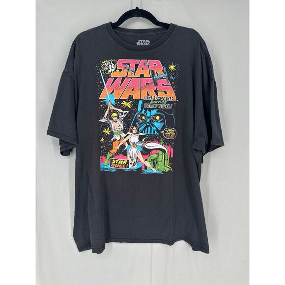 Star Wars Shirt Mens 3XL Black Graphic Tee Mad Engine Luke Darth Vader Colorful - Picture 1 of 5